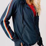 Zyia  Navy Rainbow Bomber Windbreaker Jacket M Photo 14