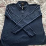 Via Seta Silk Blend Navy Blue Ribbed Collared 1/4 Zip Sweater, size M Photo 3