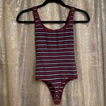 Yummie Maroon Black Ruby Striped Shaping Sleeveless Seamless Bodysuit, S/M Photo 1