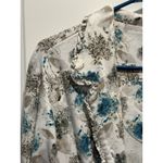 Cabernet Floral Teal Lightweight Cardigan 3X‎ Sweatshirt Ruffle Trim White Beige Photo 4