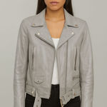 Acne Studios ACNE STUDIOS Leather Moto Jacket Grey Sz 38 (US 6) Photo 0