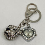 Alexis Bendel Clip On Purse Fob keychain silver Tone heart shaped watch running Photo 0