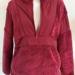 PINK - Victoria's Secret  • Burgundy Maroon Fuzzy Teddy Half Zip Pullover Photo 0