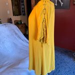 Naïf petite yellow dress lace up accent flutter sleeves boho SZ Petite small Photo 4