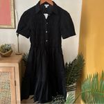J.Crew Smocked Shirt Dress Mini Black Button Front Poplin Cotton NWT Size XXS Photo 1