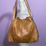 American Leather Co. QVC Liberty Shopper Tote Tooled Floral Handbag Purse Boho Tan Photo 4