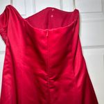 David's Bridal Vtg ‎ Strapless Formal Dress Gown Red Floral Beaded Elegant Party Photo 4