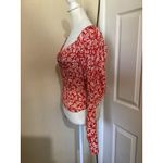Anthropologie  Red Sweetheart Smock Bodice Pullover Puff Sleeve XS Photo 3