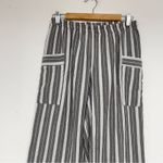 Soft Surroundings  Grey & White Wide Striped Cropped Wide Leg Pants Womens M Photo 1