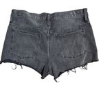 Madewell  Black Wash Raw Hem‎ Button Fly High Rise Relaxed Denim Shorts Size 31 Photo 3