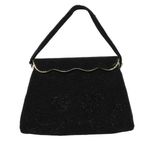 S&T 1950s Vintage Handbag Black Beaded Clutch Bag Purse Hand Beaded New York Photo 0