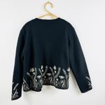 Icelandic 100% wool beautiful cardigan sweater with embroidery designs Black Size L Photo 4