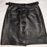 Cache Vintage  Button Up Leather Pencil/A-Line Skirt W2 Black Photo 0