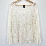 Torrid Ivory Sheer Lace Long Bell Sleeve Blouse Top Photo 0