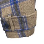 V Los Angeles Wool Blue Gray Plaid Zip Pea Coat Jacket Hooded Double Breasted L Size L Photo 5