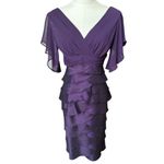 Adrianna Papell  Silk Plum Flutter Sleeve Tired knee length Dress size 2 Photo 1