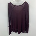 Free People We The  Size S Laguna Shirt Thermal Waffle Knit Maroon Oversized Top Photo 9