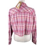 Stanton Arden Plaid Flannel Button Down Medium Cropped Wine New Photo 1