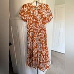 Anthropologie Somerset Short Sleeve Terracotta Floral Maxi Dress Orange Photo 1
