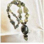 moss agate prehnite sterling silver beaded pendant necklace Green Photo 4