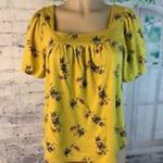 Lucky Brand - Women Square Neck Floral Top Mustard Yellow Size XL Photo 0