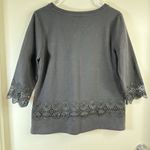 Talbots Women's Lp Solid Black 3/4 Sleeve Lace Trim Sweatshirt Photo 8