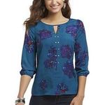 Attention studded front keyhole vneck blouse top size large Photo 0