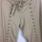 Anthropologie  Elevenses Khaki‎ Button Front Belted Crop Pant Size 4 Petite Photo 3