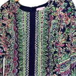 Lilly Pulitzer  Women’s Sz 6 Navy Green Pink Silk Not Too Catty Rylee Shift Dress Photo 4