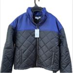 We Wore What NWT Quilted Puffer Jacket - Black and Navy Blue colorblock ski Photo 0