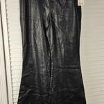 Free People NWT Womens Black Faux Leather Super Flare Pants 30S 30 Short Photo 0