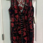 Tobi NWT black and red LILLIAN LACE EMBROIDERED MINI DRESS  size small Photo 1