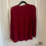 Alice + Olivia  Long Sleeve V Neck Lace Trim Blouse Size Medium Color Wine Photo 4