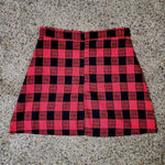 Fisoul Red & Black Plaid Lined Skirt Size Small NWT Cute Mini High Waisted Photo 1