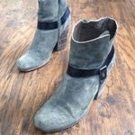Coclico • suede ankle boots grey leather harness strap stacked high heel bootie Size 7.5 Photo 13
