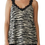 EXPRESS Gorgeous Black & Tan Zebra Print Cami Top Black Lace Trim NWT $48 Small Photo 0