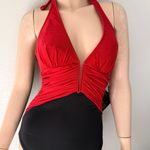 Magicsuit by Miraclesuit Red Black One Piece Swimsuit Tummy Control Look Slimmer Size 8 Photo 0