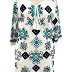 Frances Valentine Capri Tunic Dress Oyster White Blue Embroidery Size XS Photo 0