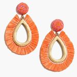 J.Crew  Women's pink orange Raffia Teardrop Tassel Statement Earrings Photo 6