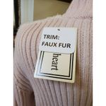 Divine Heart M Cardigan Pink Sweater Faux Fur Design Size M Photo 5
