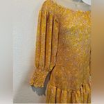 SEED Heritage Women's Yellow Floral Smocked Off The Shoulder Dress Sz 12 Orange Photo 5