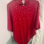 Chico's  Red Blouse with Silver Details Photo 1