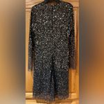 French Connection Emille Sparkle Black & Gold Sequined Dress Sheer Sleeves Sz 4 Photo 8