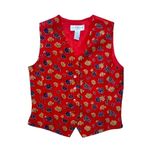 Liz Claiborne 90s Vintage Floral Red Vest Silky 8 Petite Photo 1