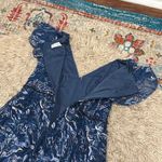 Mac Duggal NWOT  Navy Embellished Illusion Butterfly Sleeve A-Line Gown size 14 Photo 7