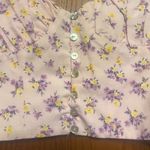 ZARA  Floral Printed Sweetheart Neck Linen Blend Crop Top Pink &‎ Purple Size XS Photo 11