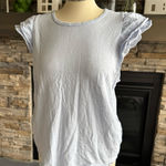 DKNY  Blue Ruffled Cap Sleeve T-Shirt Photo 0