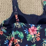 Lands' End Bathing Suit Womens 12 Swim One Piece Navy Blue Floral Built In Bra Photo 3