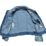 REWASH  Light Blue Distressed Jean Jacket with Leopard Accents Photo 1