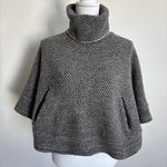 Massimo Dutti Gray Poncho Sweater Turtleneck, Slit Pockets Cozy Waffle Knit Sz S Photo 1